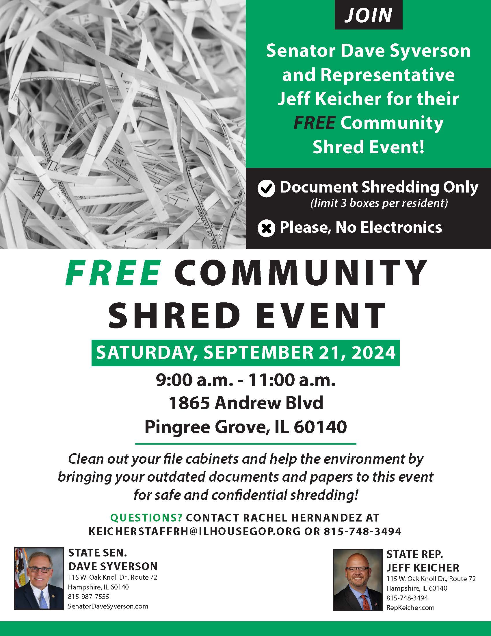 FREE Community Shred Event September 21 in Pingree Grove