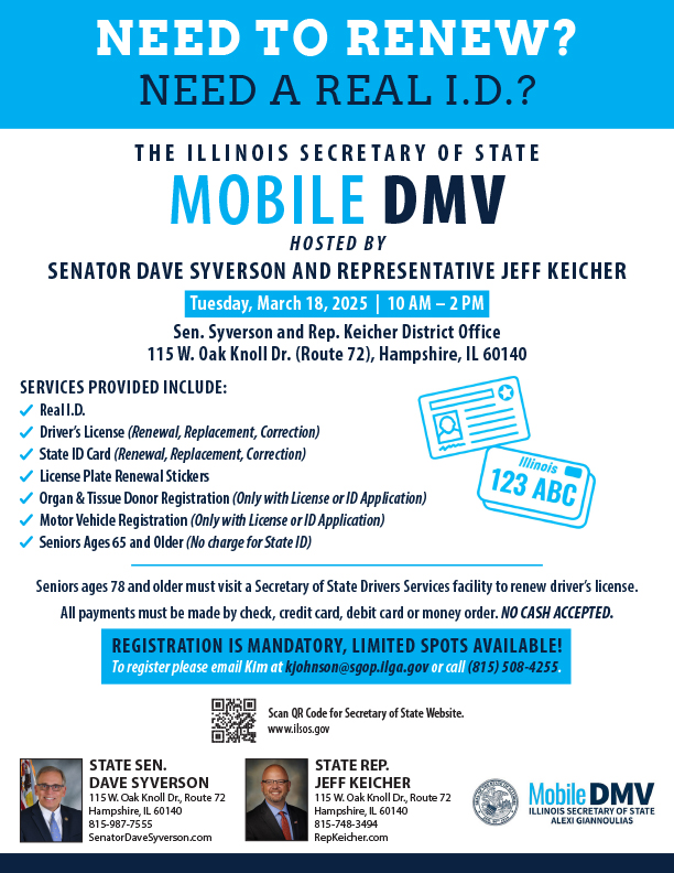 Syverson and Keicher host Mobile DMV March 18 in Hampshire